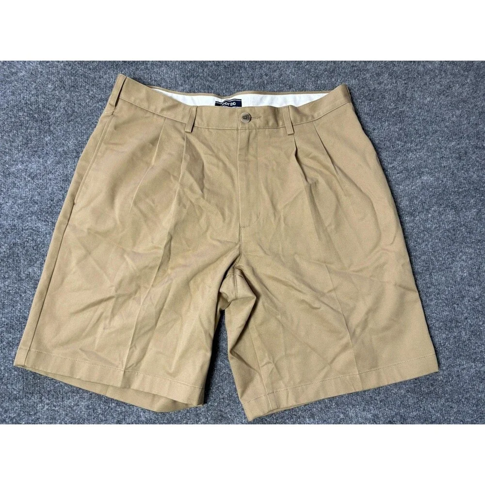 Lands' End Chino Shorts Mens 33 Beige Traditional Fit 9